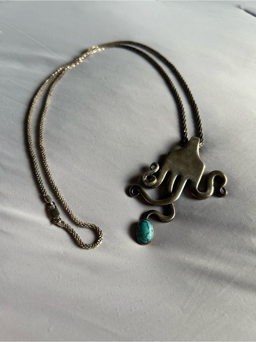 Fork Necklace with Turquoise Cabochon